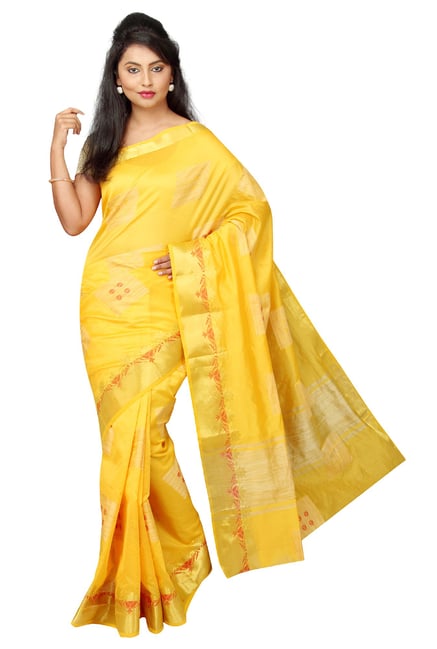 Pavecha's Yellow Printed Cotton Silk Banarasi Saree Pavecha's Yellow Printed Cotton Silk Banarasi Saree