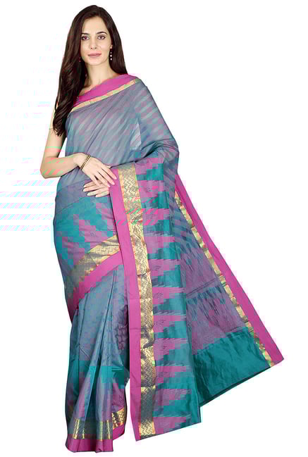 Pavecha's Green Printed Cotton Silk Banarasi Saree Pavecha's Green Printed Cotton Silk Banarasi Saree