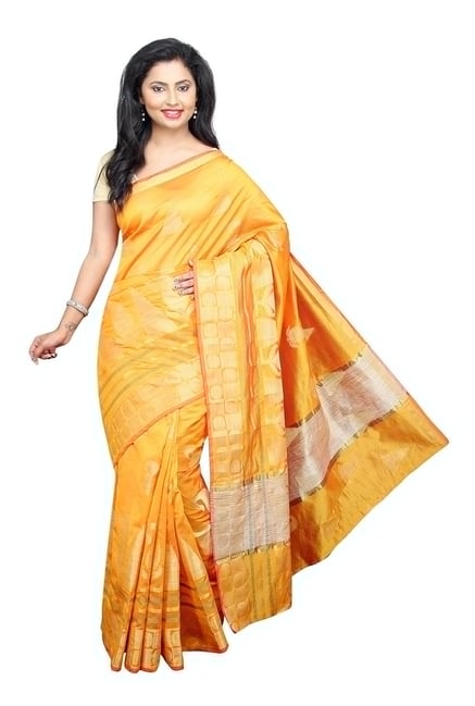 Pavecha's Yellow Printed Cotton Silk Banarasi Saree Pavecha's Yellow Printed Cotton Silk Banarasi Saree