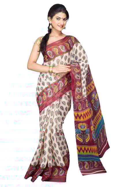 Pavecha's Red & Off White Cotton Polyblend Mangalagiri Saree Pavecha's Red & Off White Cotton Polyblend Mangalagiri Saree