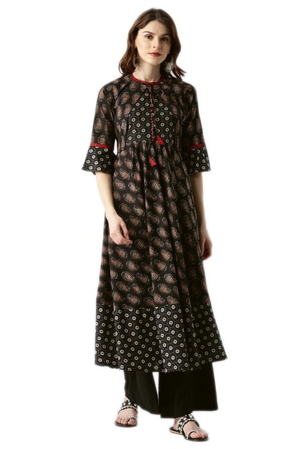 Libas Black Paisley Print Cotton Anarkali Kurta Libas Black Paisley Print Cotton Anarkali Kurta