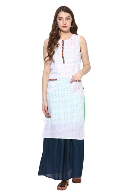 Juniper White Printed Cotton Kurta Juniper White Printed Cotton Kurta