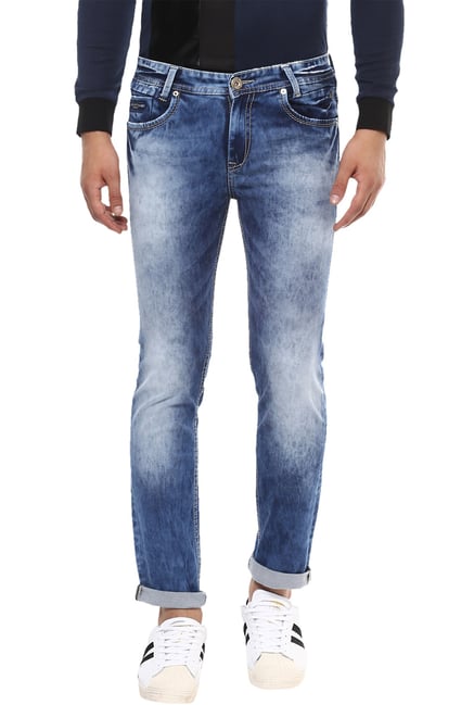 Mufti Blue Mid Rise Heavily Washed Jeans Mufti Blue Mid Rise Heavily Washed Jeans