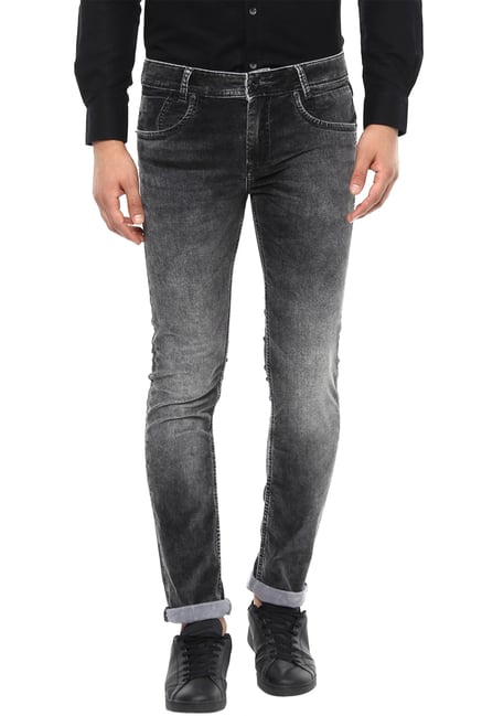 Mufti Dark Grey Lightly Washed Mid Rise Jeans Mufti Dark Grey Lightly Washed Mid Rise Jeans