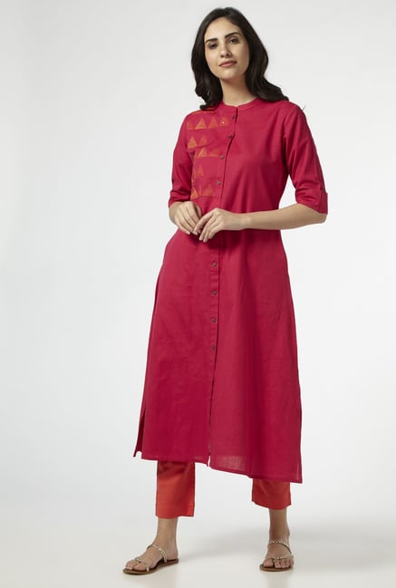 Utsa by Westside Pink Pure Cotton Kurta Utsa by Westside Pink Pure Cotton Kurta
