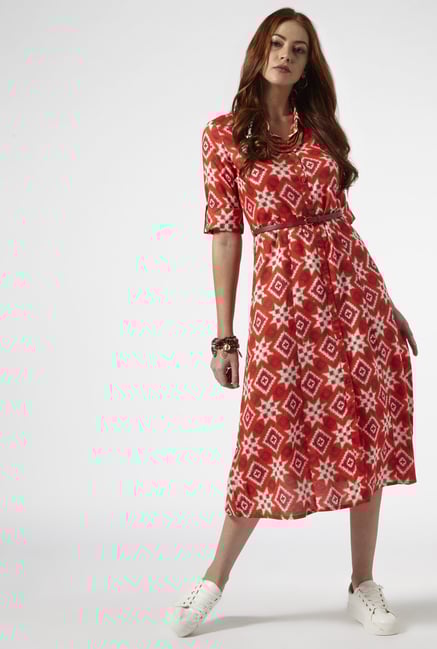 Bombay Paisley by Westside Bright Pink Dress with Belt Bombay Paisley by Westside Bright Pink Dress with Belt