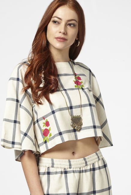 Bombay Paisley by Westside Off White Crop Top Bombay Paisley by Westside Off White Crop Top