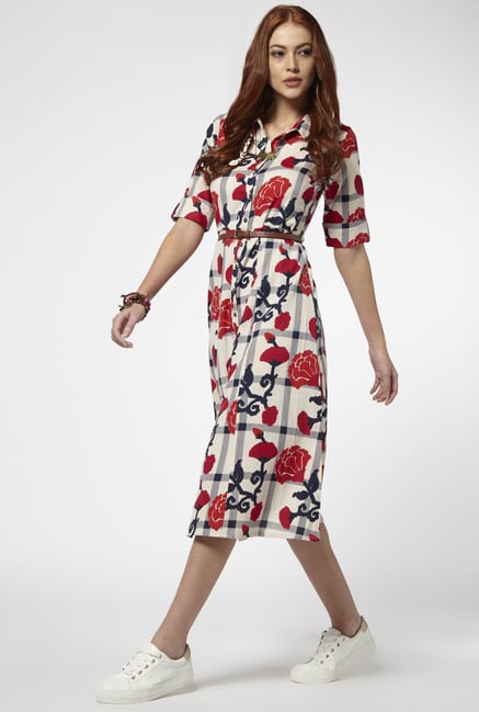 Bombay Paisley by Westside Off White Dress with Belt Bombay Paisley by Westside Off White Dress with Belt