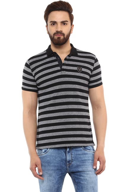 Mufti Black & Grey Slim Fit Polo T-Shirt Mufti Black & Grey Slim Fit Polo T-Shirt