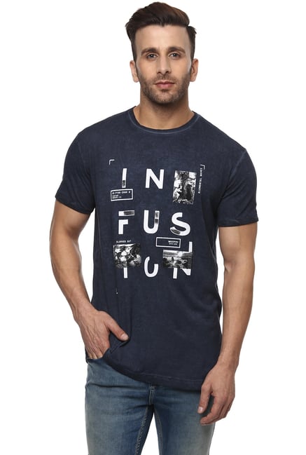 Mufti Navy Slim Fit Half Sleeves Printed T-Shirt Mufti Navy Slim Fit Half Sleeves Printed T-Shirt