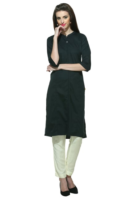 Aurelia Black Regular Fit Cotton Kurta Aurelia Black Regular Fit Cotton Kurta