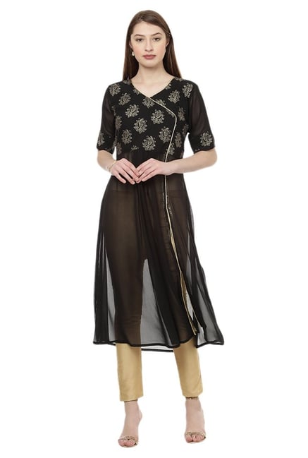 Ziyaa Black Printed Georgette Kurta Ziyaa Black Printed Georgette Kurta