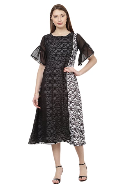 Ziyaa Black Printed Crepe Kurta Ziyaa Black Printed Crepe Kurta