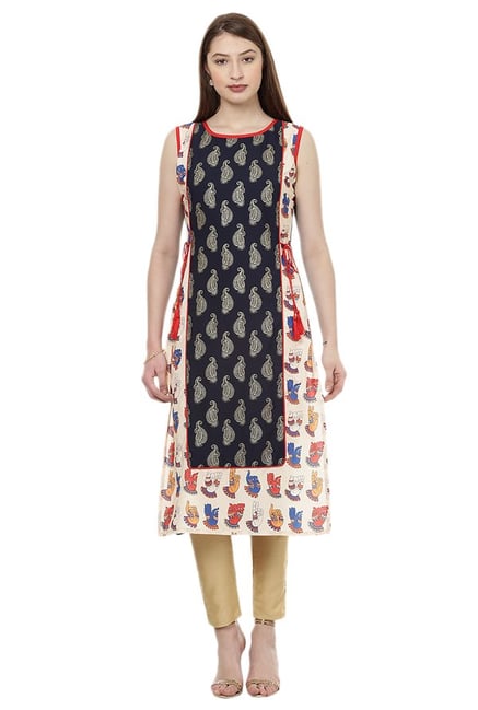 Ziyaa Multicolor Printed Crepe Kurta Ziyaa Multicolor Printed Crepe Kurta