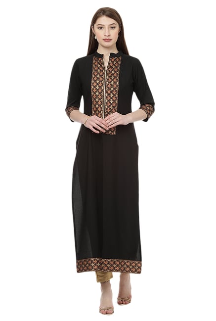 Ziyaa Black Printed Crepe Kurta Ziyaa Black Printed Crepe Kurta