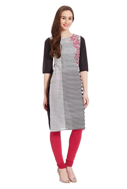 Aurelia & White Black Striped Cotton Kurta Aurelia & White Black Striped Cotton Kurta