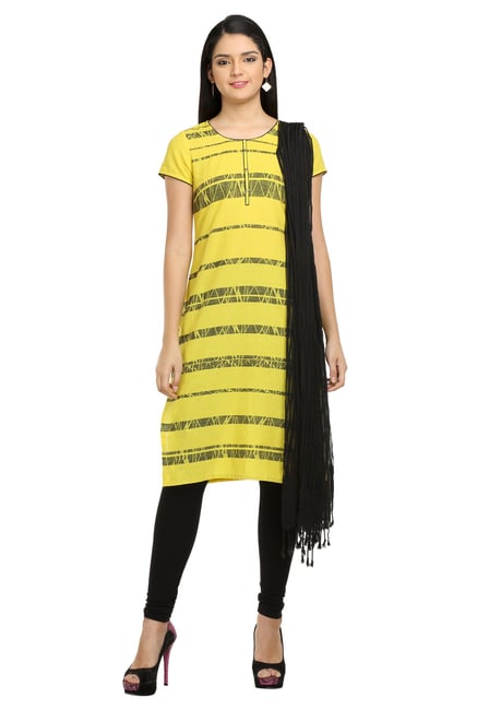 Aurelia Yellow Printed Cotton Kurta Aurelia Yellow Printed Cotton Kurta