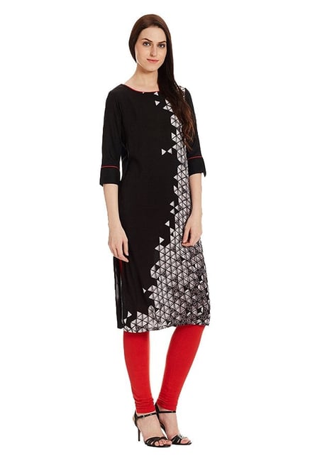 Aurelia Black Printed Viscose Kurta Aurelia Black Printed Viscose Kurta
