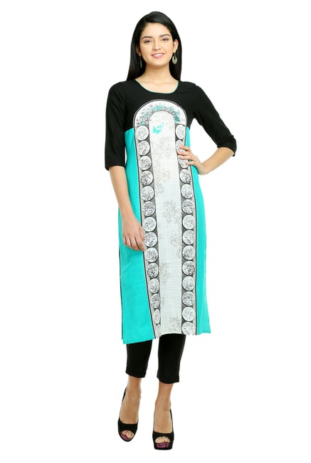 Aurelia Turquoise Printed Cotton Kurta Aurelia Turquoise Printed Cotton Kurta
