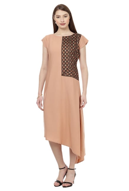 Ziyaa Beige Printed Crepe Kurta Ziyaa Beige Printed Crepe Kurta