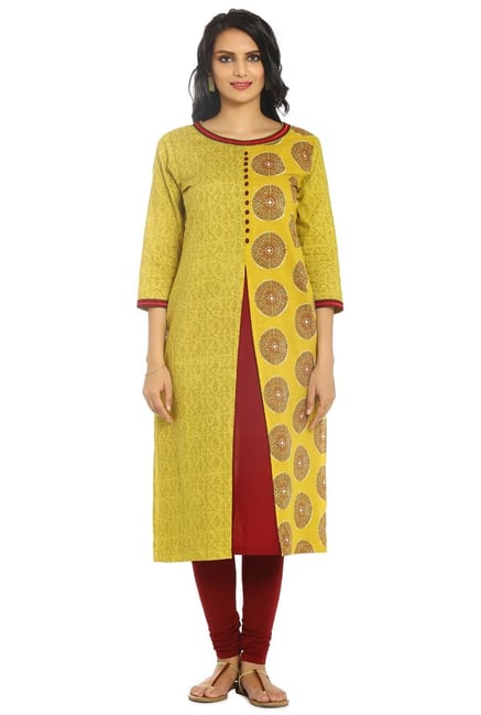 Soch Mustard Printed Cotton Kurta Soch Mustard Printed Cotton Kurta