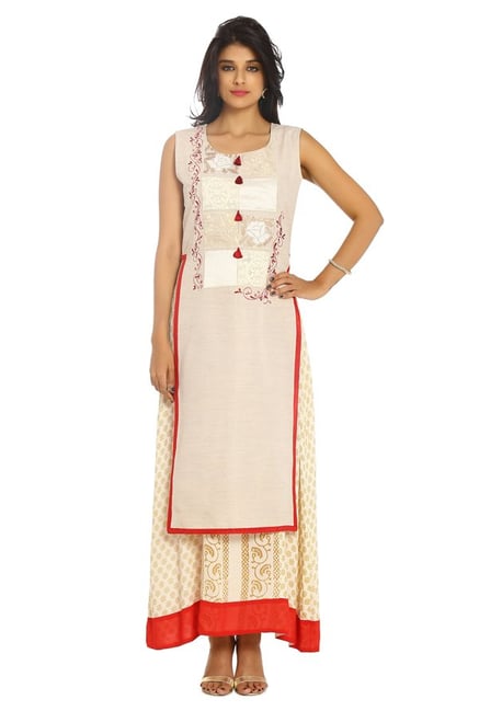 Soch Off White Printed Cotton Kurta Soch Off White Printed Cotton Kurta