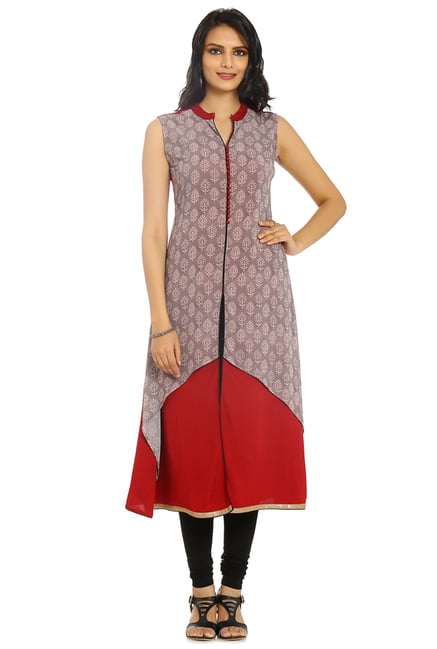 Soch Grey & Maroon Printed Rayon Kurta Soch Grey & Maroon Printed Rayon Kurta