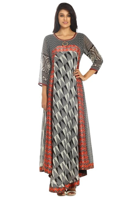 Soch Grey Printed Georgette Kurta Soch Grey Printed Georgette Kurta