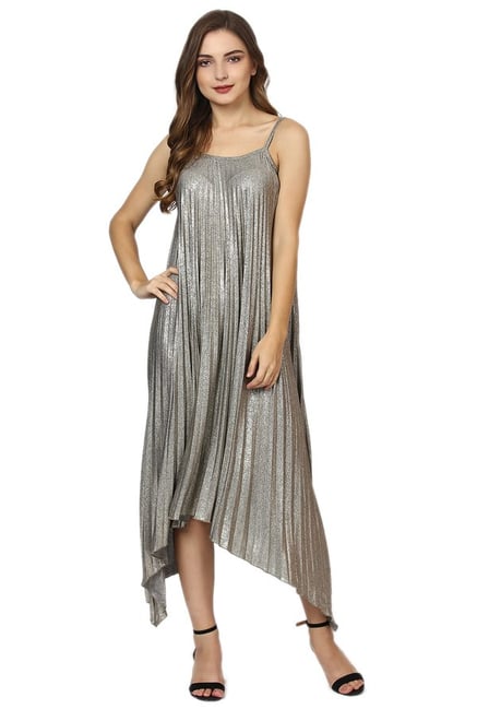 Label Ritu Kumar Silver Textured Below Knee Dress Label Ritu Kumar Silver Textured Below Knee Dress