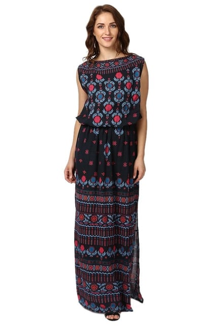 Label Ritu Kumar Black Printed Maxi Dress Label Ritu Kumar Black Printed Maxi Dress