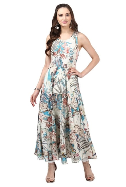 Label Ritu Kumar Off White Printed Maxi Dress Label Ritu Kumar Off White Printed Maxi Dress