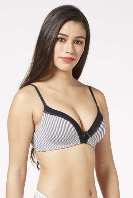 Wunderlove by Westside Black Striped Moulded Bra Wunderlove by Westside Black Striped Moulded Bra