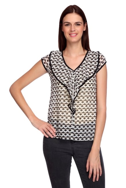 Mineral Black & Ecru Printed Top Mineral Black & Ecru Printed Top