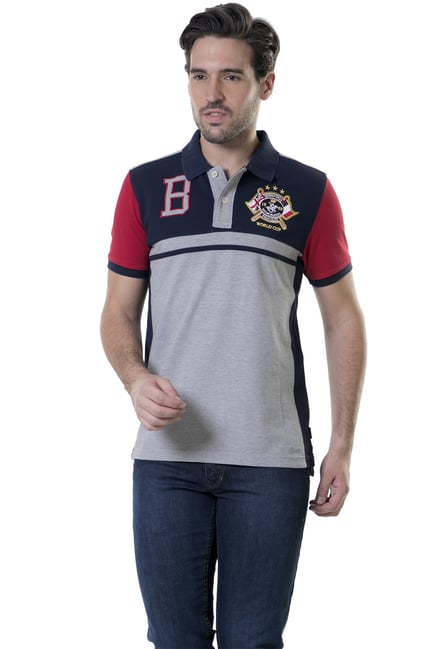 BHPC Light Grey & Navy Half Sleeves Sport Fit T-Shirt BHPC Light Grey & Navy Half Sleeves Sport Fit T-Shirt