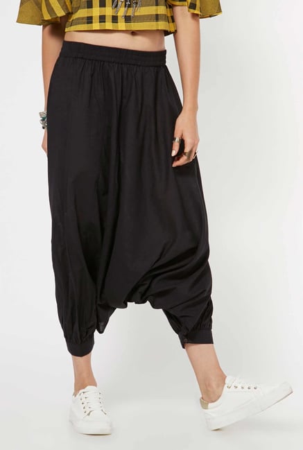 Bombay Paisley by Westside Dark Grey Pure Cotton Harem Pants Bombay Paisley by Westside Dark Grey Pure Cotton Harem Pants