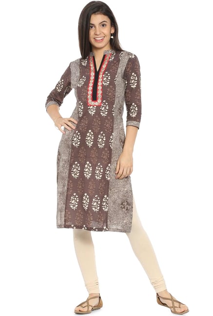 Soch Brown Printed Cotton Kurta Soch Brown Printed Cotton Kurta