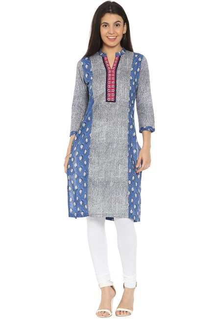 Soch Blue Printed Cotton Kurta Soch Blue Printed Cotton Kurta