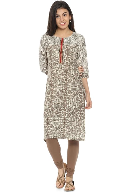 Soch Brown & Off White Printed Cotton Kurta Soch Brown & Off White Printed Cotton Kurta