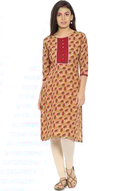 Soch Mustard Printed Cotton Kurta Soch Mustard Printed Cotton Kurta