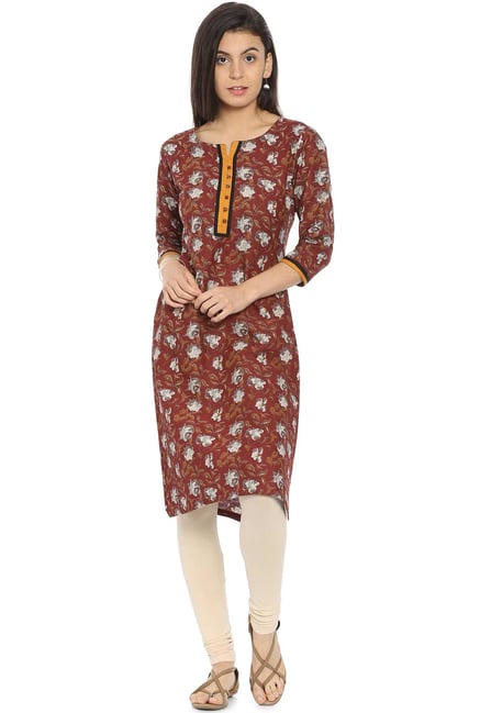 Soch Maroon Printed Cotton Kurta Soch Maroon Printed Cotton Kurta