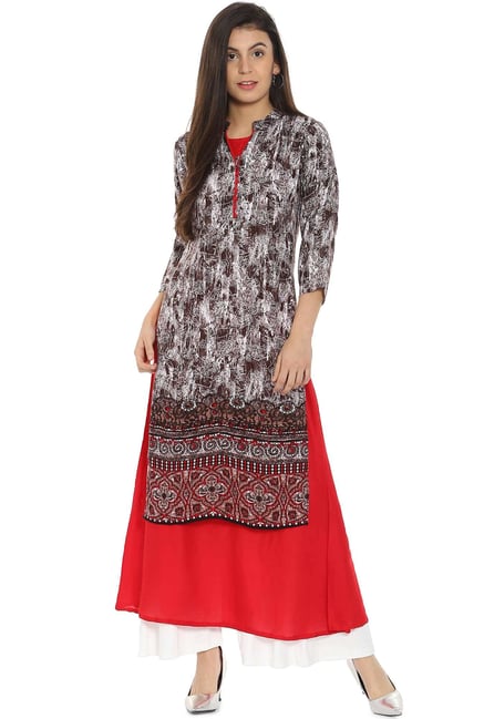 Soch Brown Printed Rayon Kurta Soch Brown Printed Rayon Kurta