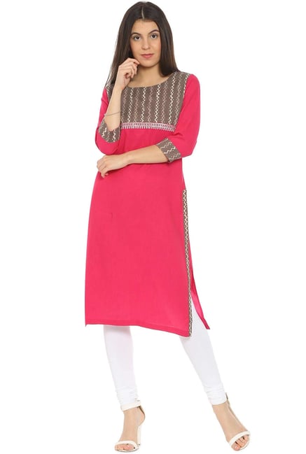 Soch Pink Printed Cotton Kurta Soch Pink Printed Cotton Kurta