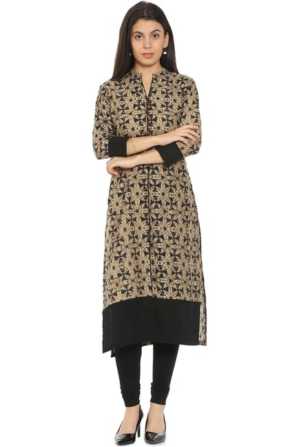Soch Beige & Black Printed Cotton Kurta Soch Beige & Black Printed Cotton Kurta