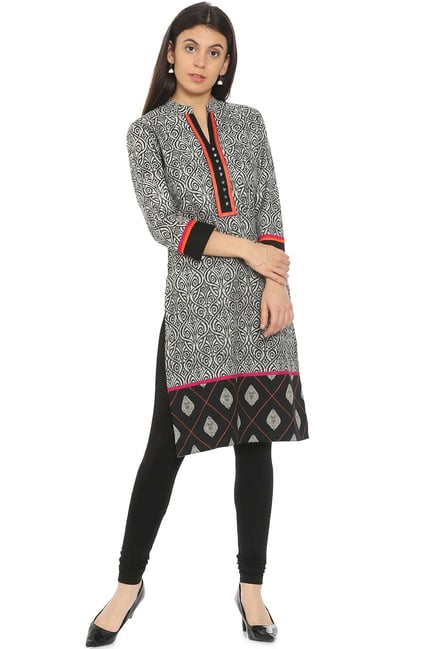 Soch Black & Off White Printed Cotton Kurta Soch Black & Off White Printed Cotton Kurta