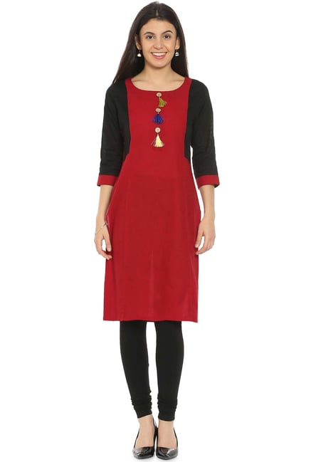 Soch Dark Red Regular Fit Cotton Kurta Soch Dark Red Regular Fit Cotton Kurta