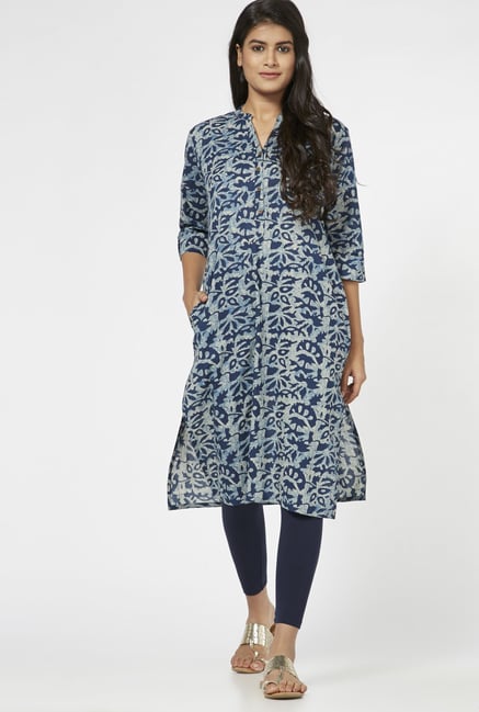 Utsa by Westside Indigo Floral Pattern Kurta Utsa by Westside Indigo Floral Pattern Kurta