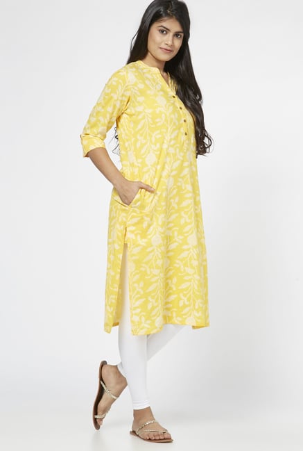 Utsa by Westside Yellow Jaal Pattern Kurta Utsa by Westside Yellow Jaal Pattern Kurta