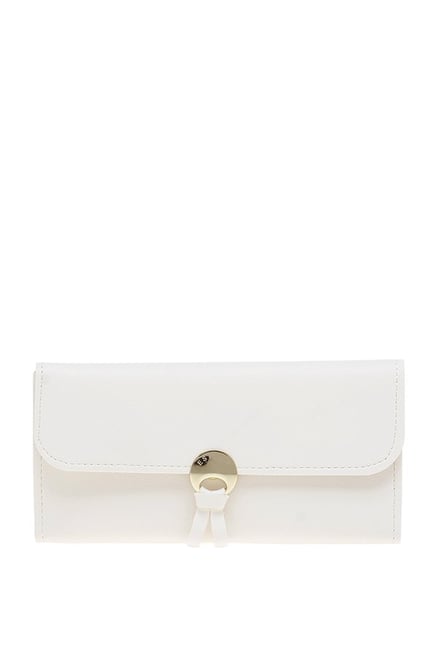 Esbeda White Solid Tri-Fold Wallet Esbeda White Solid Tri-Fold Wallet