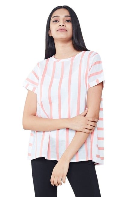 AND White & Pink Striped Top AND White & Pink Striped Top