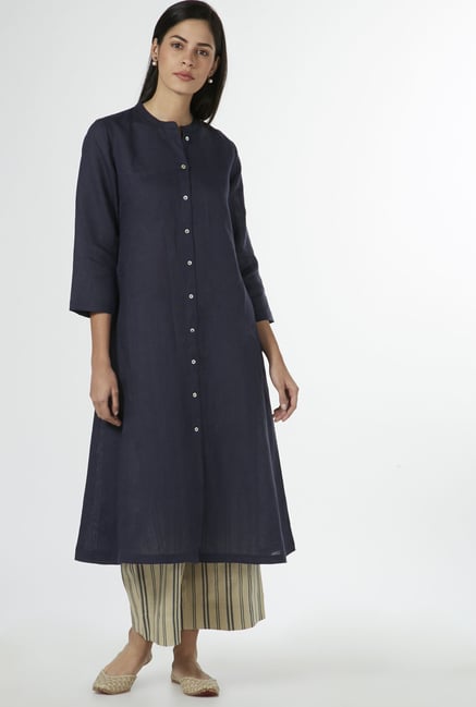 Zuba by Westside Indigo Pure Linen Kurta Zuba by Westside Indigo Pure Linen Kurta